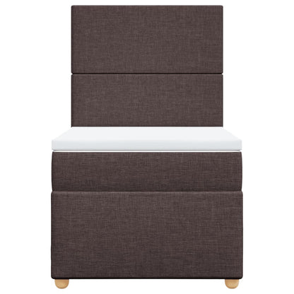 Boxspring met matras stof donkerbruin 90x190 cm