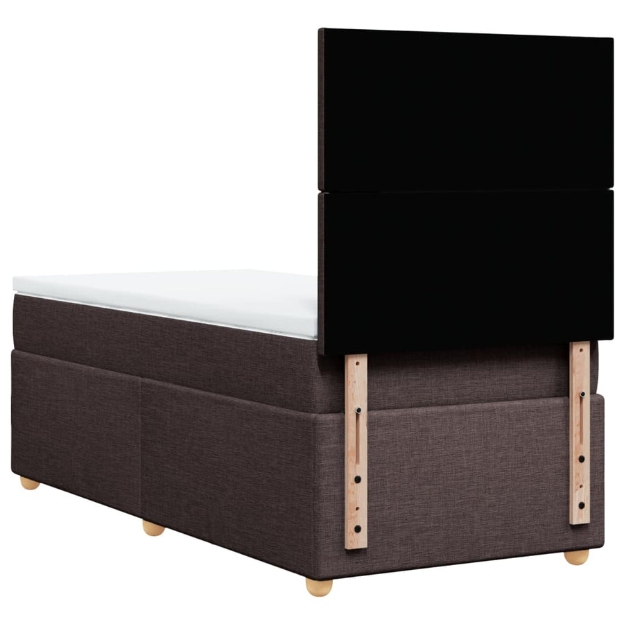 Boxspring met matras stof donkerbruin 90x190 cm