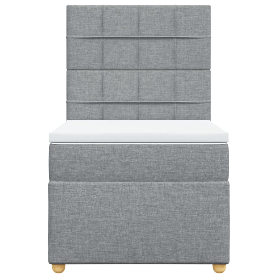 Boxspring met matras stof lichtgrijs 90x190 cm