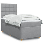 Boxspring met matras stof lichtgrijs 90x190 cm