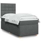 Box spring with mattress fabric dark grey 90x190 cm