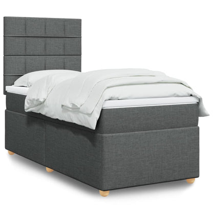 Boxspring met matras stof donkergrijs 90x190 cm