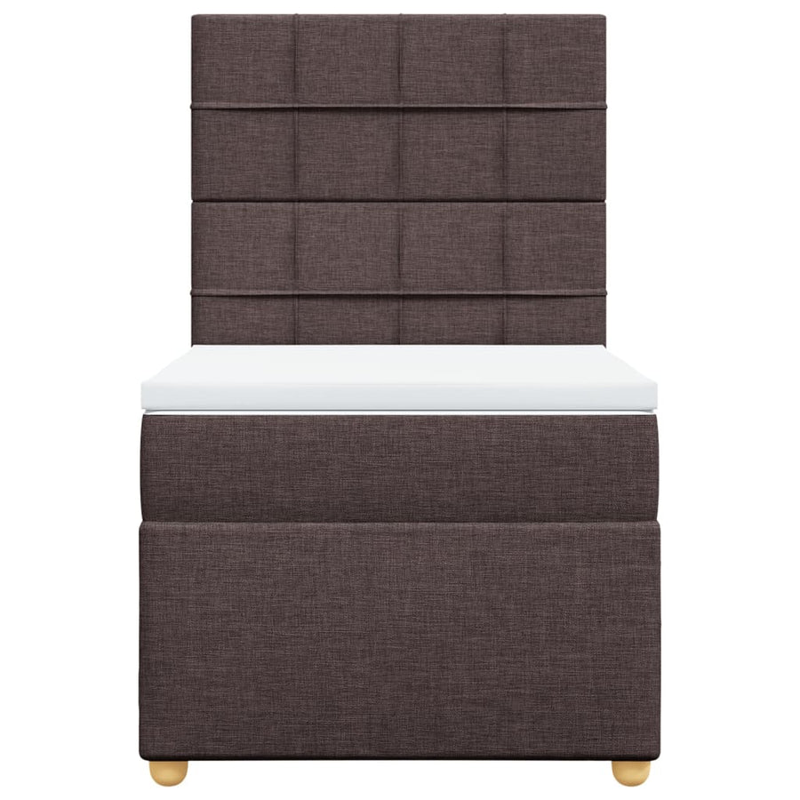 Boxspring met matras stof donkerbruin 90x190 cm