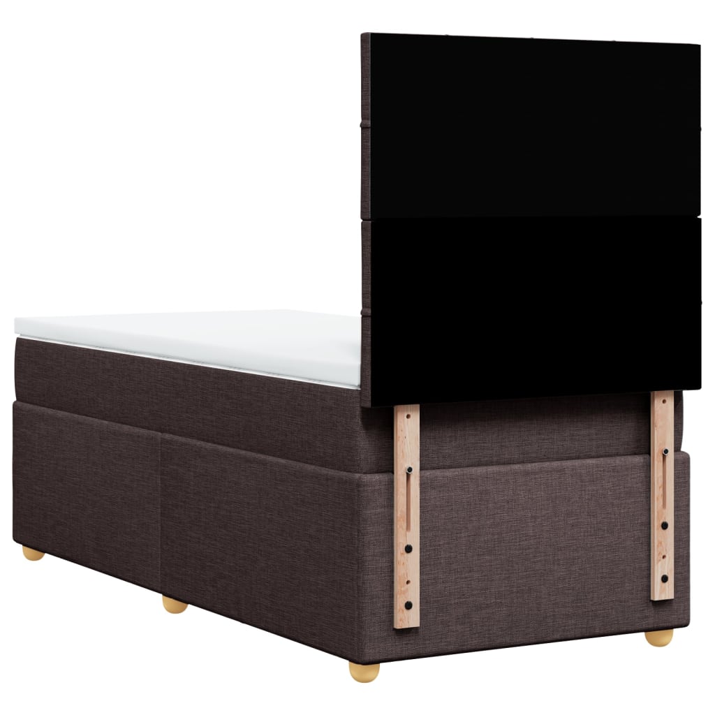 Boxspring met matras stof donkerbruin 90x190 cm