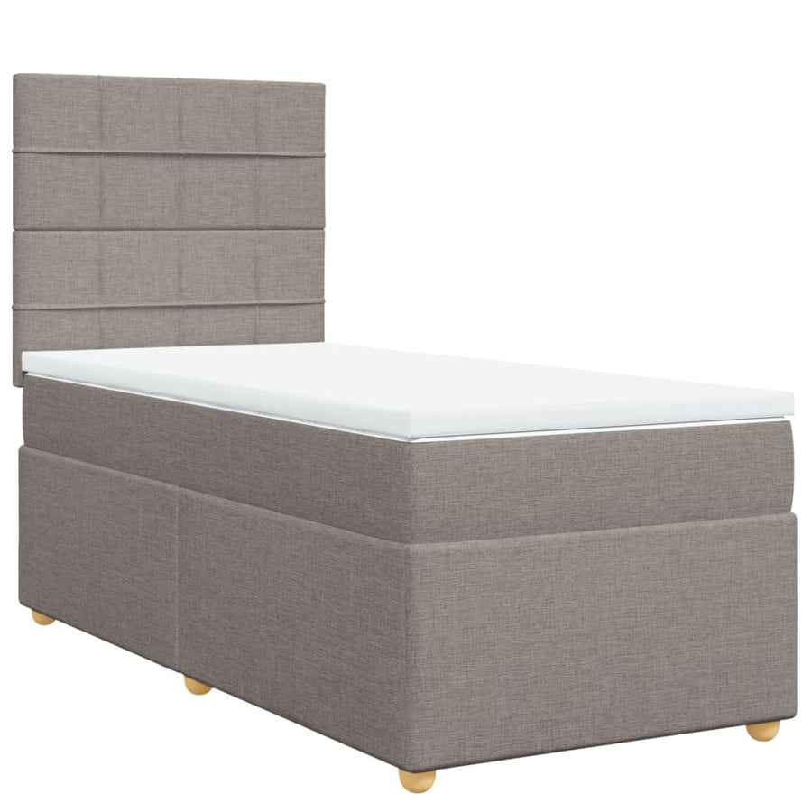Boxspring met matras stof taupe 90x190 cm