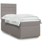 Box spring with fabric mattress taupe 90x190 cm