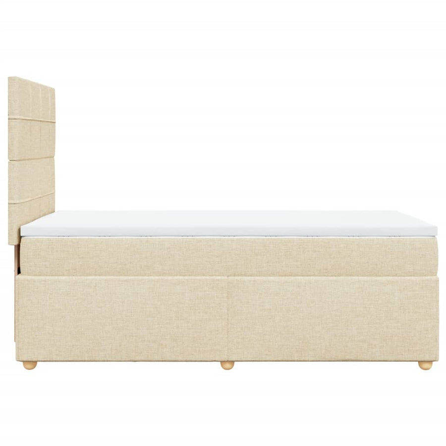 Boxspring met matras stof crèmekleurig 90x190 cm