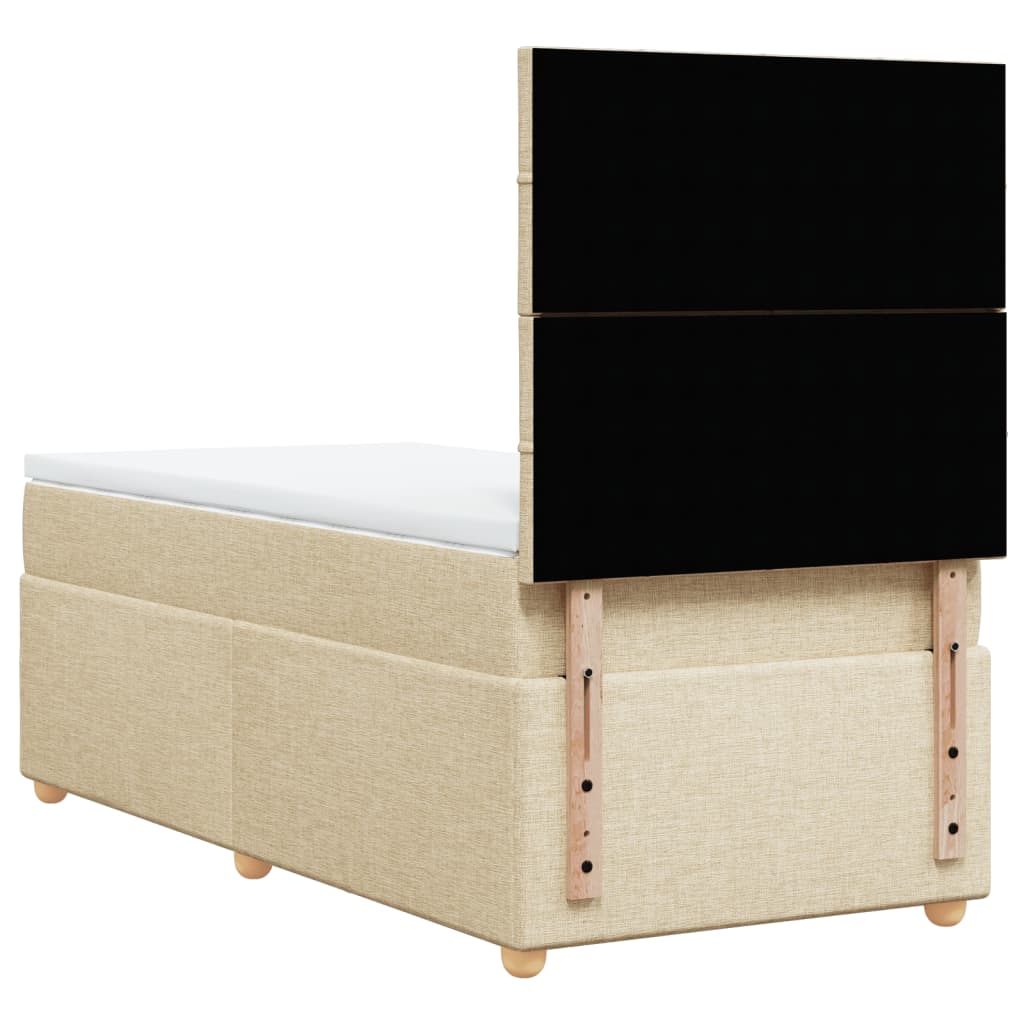 Boxspring met matras stof crèmekleurig 90x190 cm