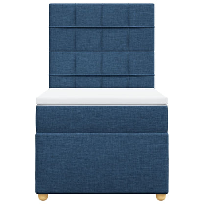 Boxspring met matras stof blauw 90x190 cm