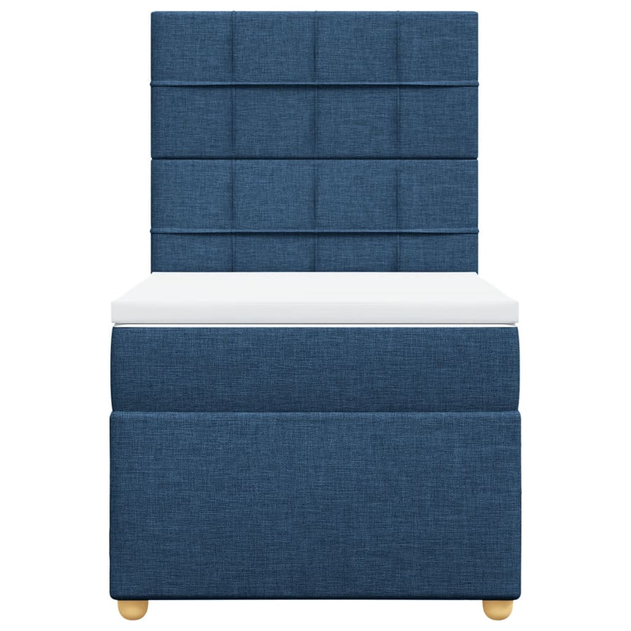 Boxspring met matras stof blauw 90x190 cm