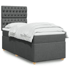 Boxspring met matras stof donkergrijs 90x190 cm