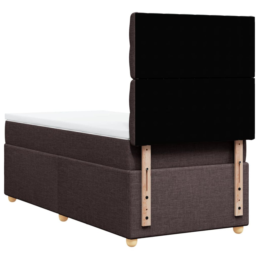 Boxspring met matras stof donkerbruin 90x190 cm