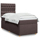 Boxspring met matras stof donkerbruin 90x190 cm