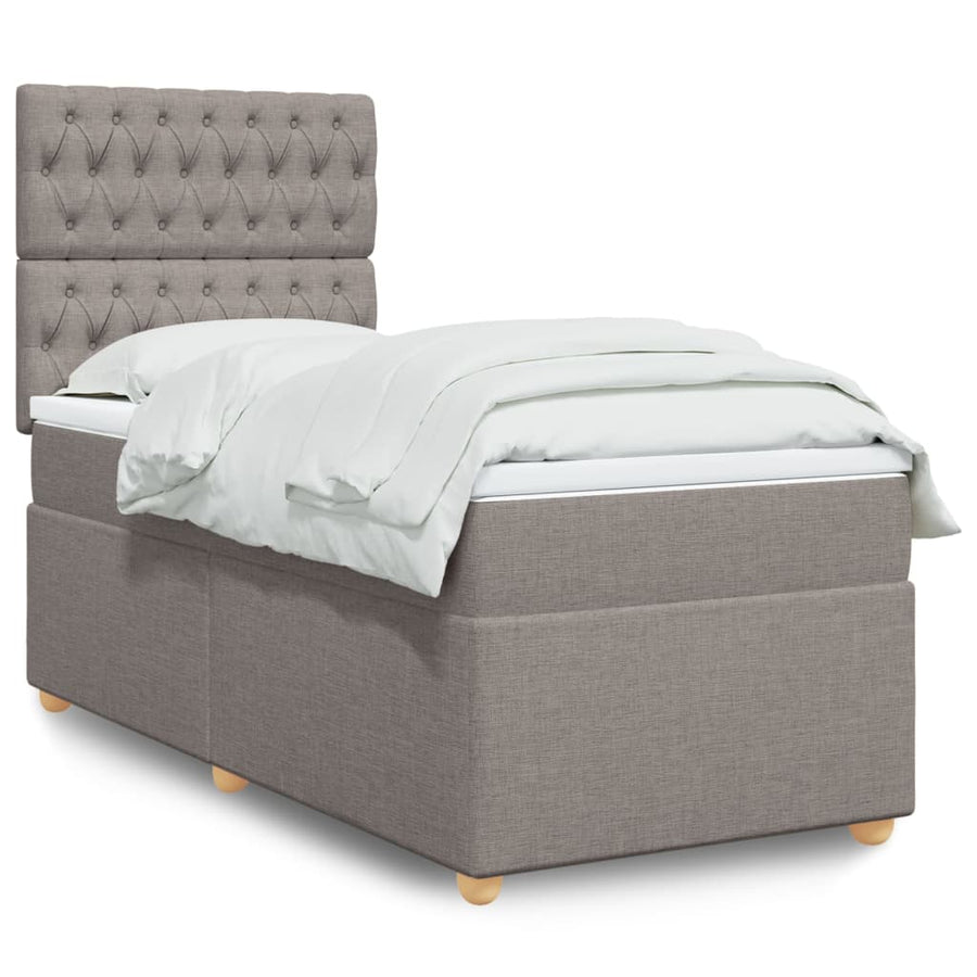 Boxspring met matras stof taupe 90x190 cm