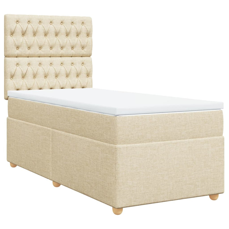 Boxspring met matras stof crèmekleurig 90x190 cm