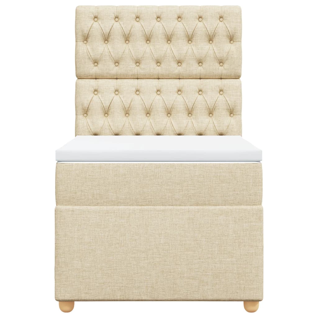Boxspring met matras stof crèmekleurig 90x190 cm