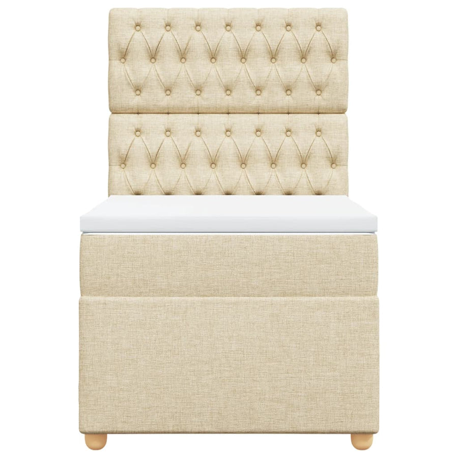 Boxspring met matras stof crèmekleurig 90x190 cm