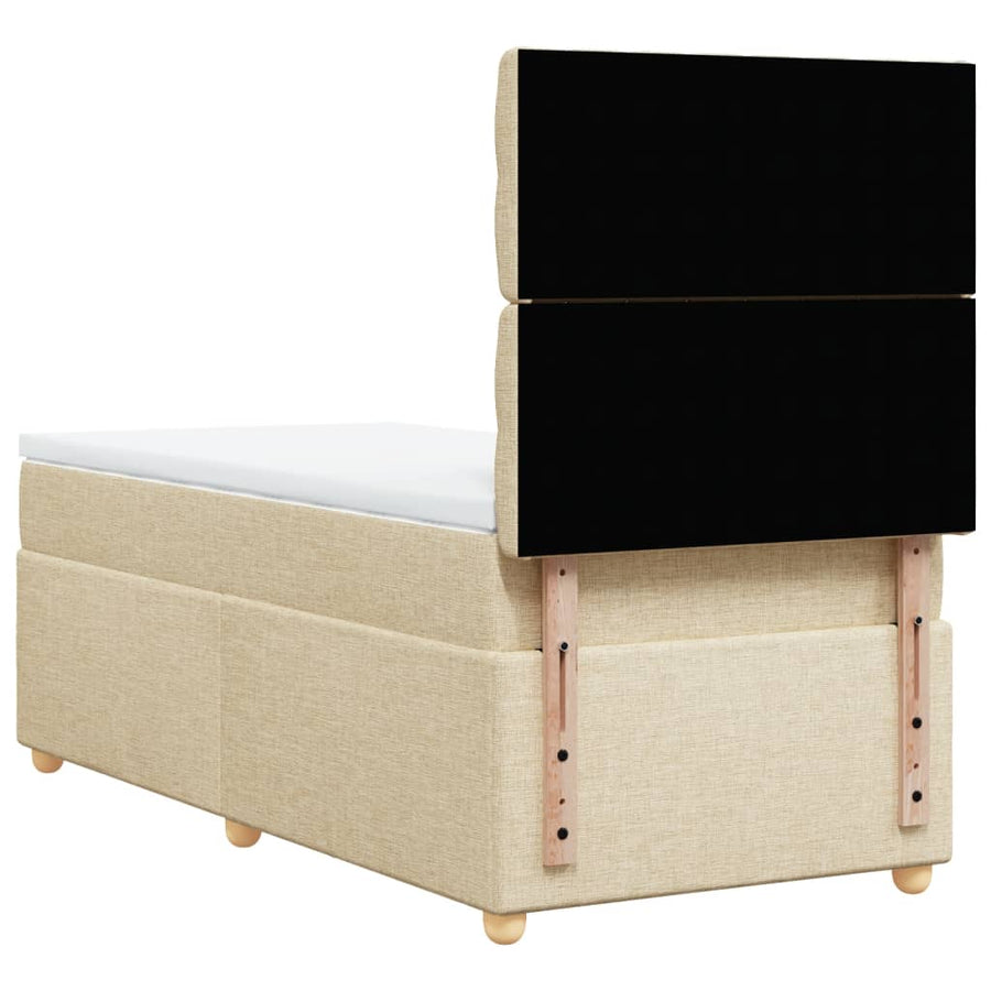 Boxspring met matras stof crèmekleurig 90x190 cm