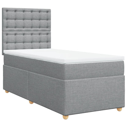 Boxspring met matras stof lichtgrijs 90x190 cm
