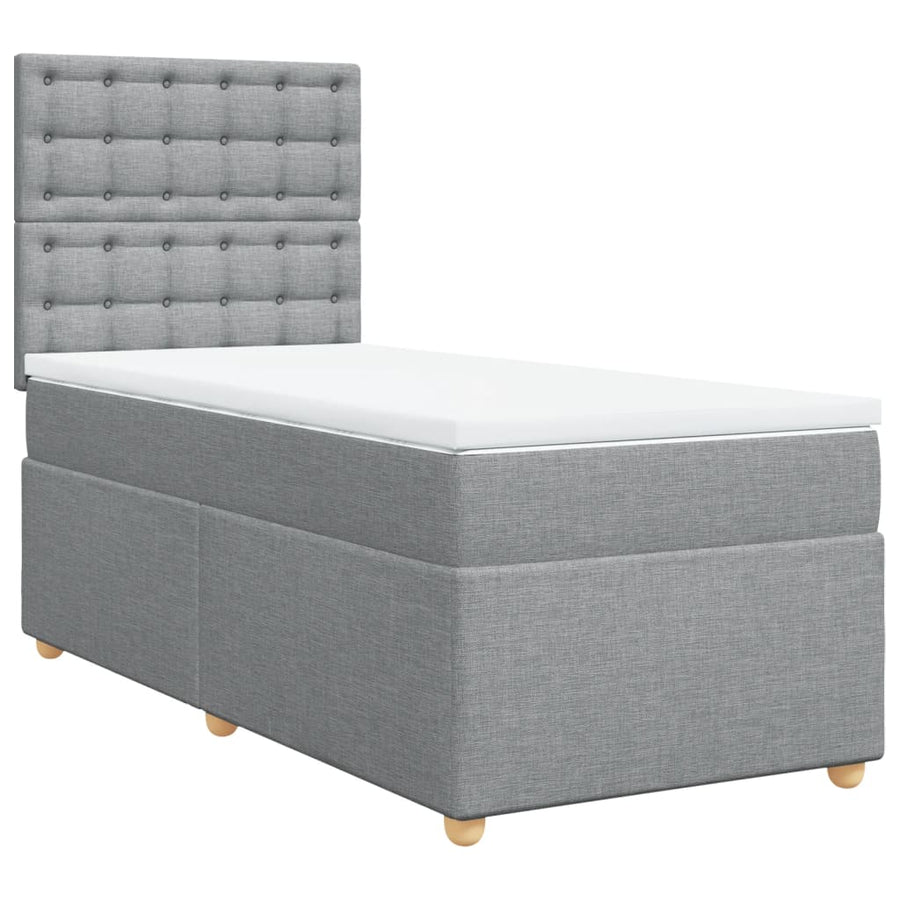 Boxspring met matras stof lichtgrijs 90x190 cm