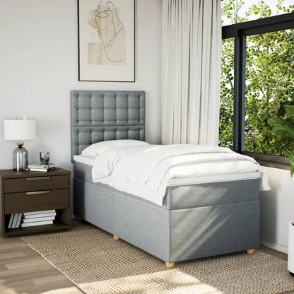 Boxspring met matras stof lichtgrijs 90x190 cm