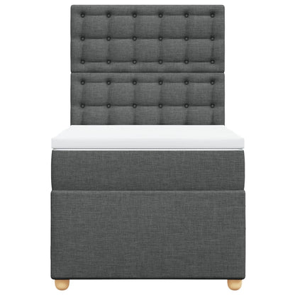 Boxspring met matras stof donkergrijs 90x190 cm