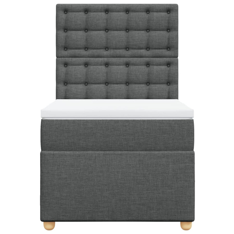 Boxspring met matras stof donkergrijs 90x190 cm