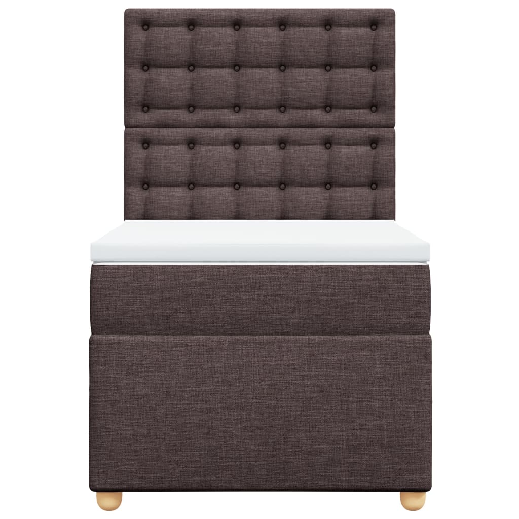 Boxspring met matras stof donkerbruin 90x190 cm