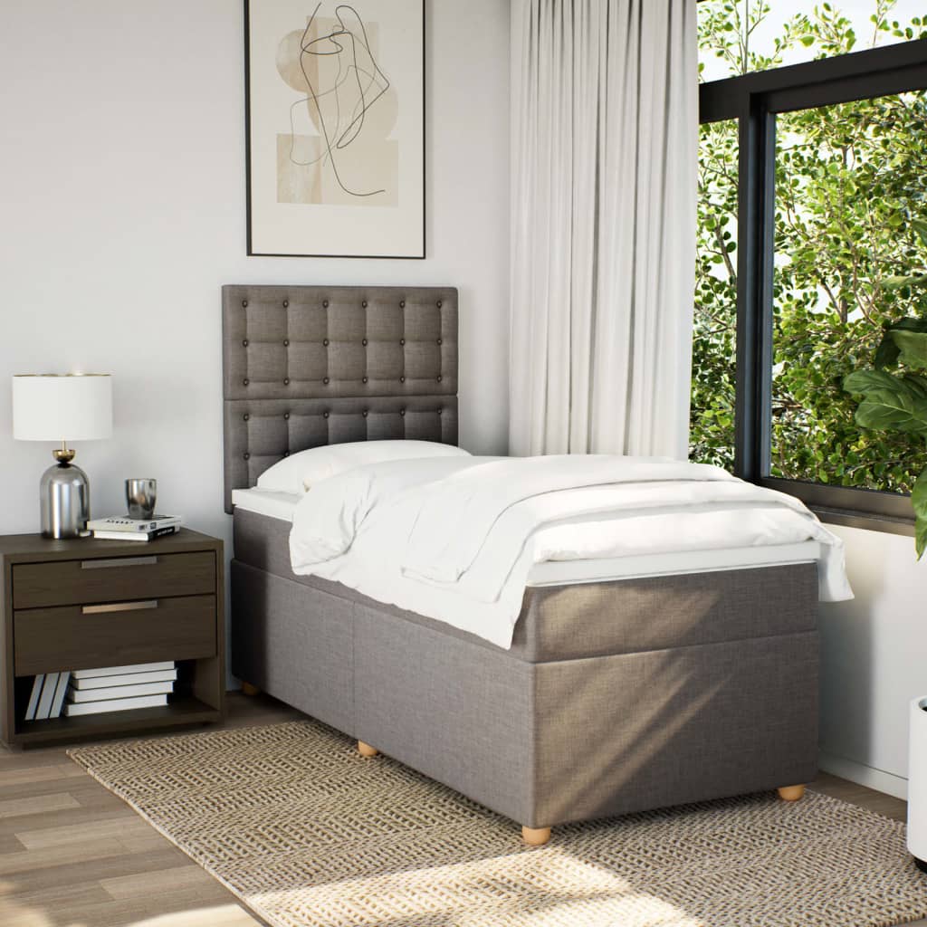 Boxspring met matras stof taupe 90x190 cm