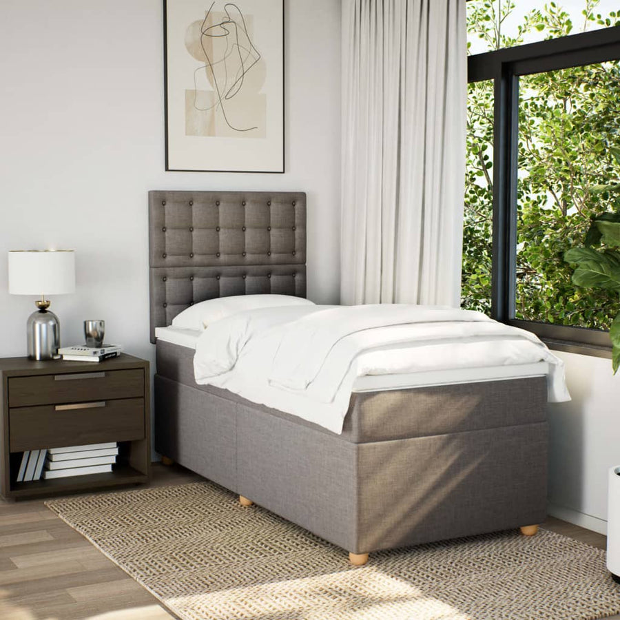 Boxspring met matras stof taupe 90x190 cm
