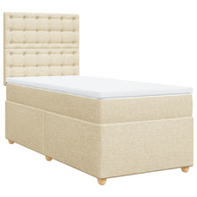 Boxspring met matras stof crèmekleurig 90x190 cm