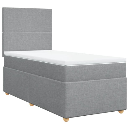 Boxspring met matras stof lichtgrijs 90x200 cm