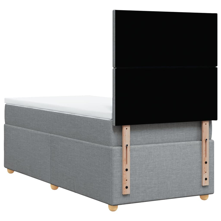 Boxspring met matras stof lichtgrijs 90x200 cm