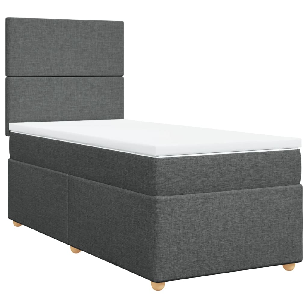 Boxspring met matras stof donkergrijs 90x200 cm