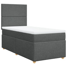 Boxspring met matras stof donkergrijs 90x200 cm