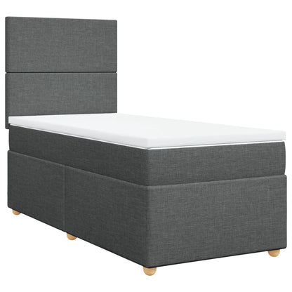 Boxspring met matras stof donkergrijs 90x200 cm