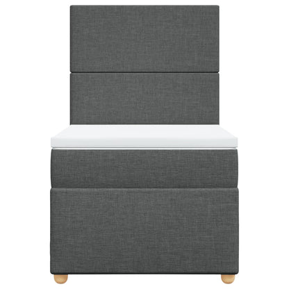 Boxspring met matras stof donkergrijs 90x200 cm