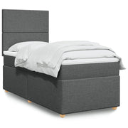 Boxspring 90x200 cm donkergrijs met pocketveringmatras