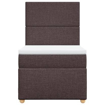 Boxspring met matras stof donkerbruin 90x200 cm