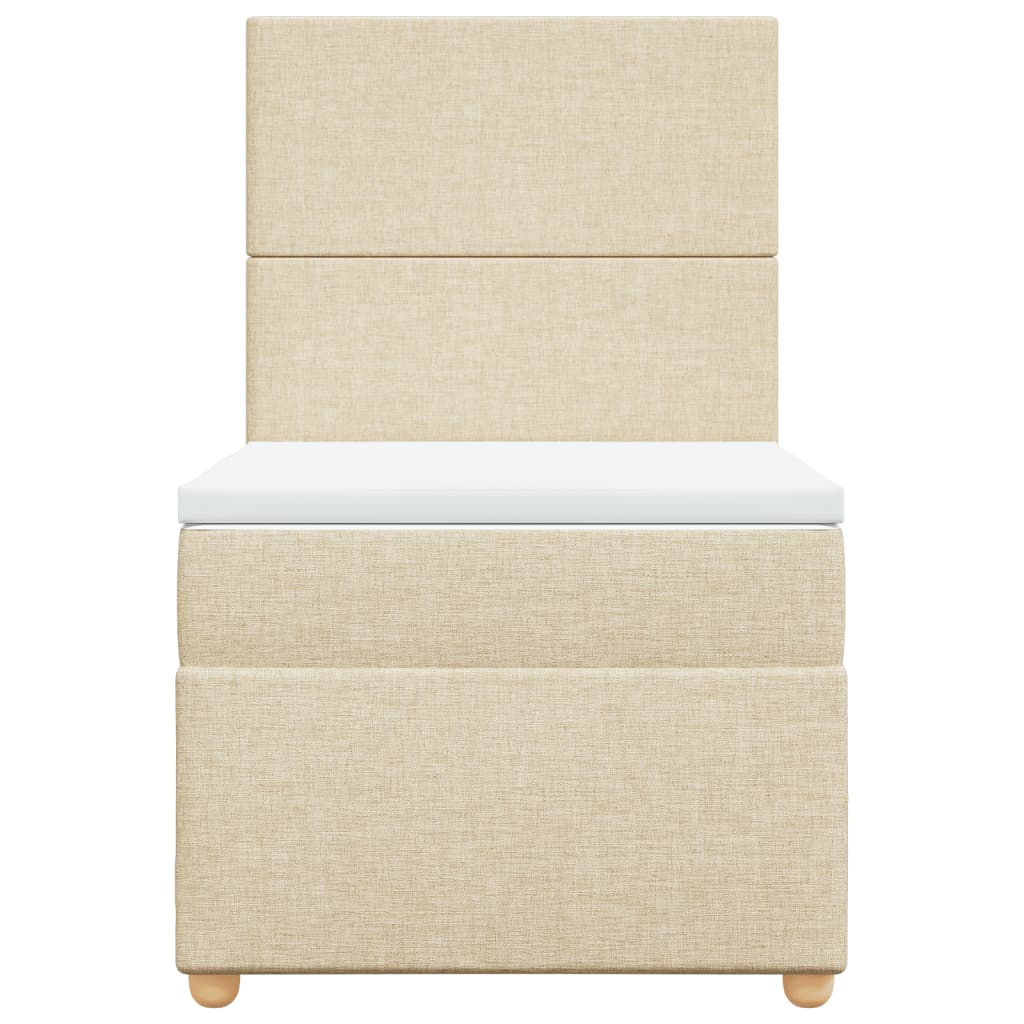 Boxspring met matras stof crèmekleurig 90x200 cm