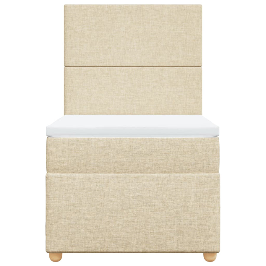Boxspring met matras stof crèmekleurig 90x200 cm