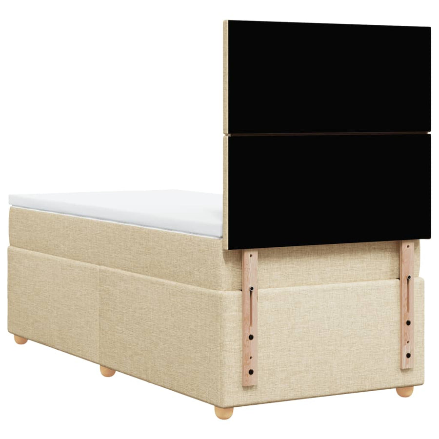 Boxspring met matras stof crèmekleurig 90x200 cm