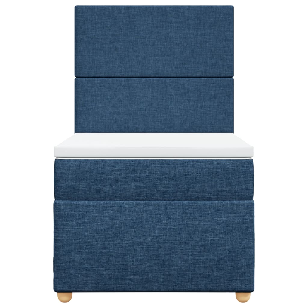 Boxspring met matras stof blauw 90x200 cm