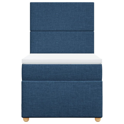 Boxspring met matras stof blauw 90x200 cm