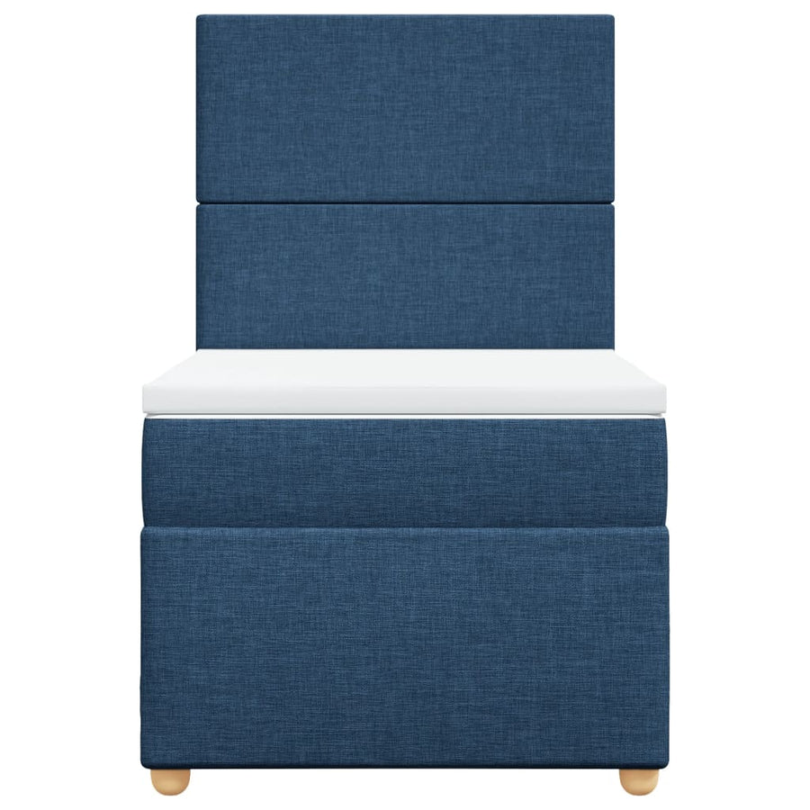 Boxspring met matras stof blauw 90x200 cm
