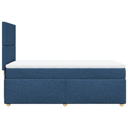 Boxspring met matras stof blauw 90x200 cm