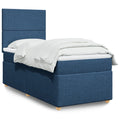 Boxspring met matras stof blauw 90x200 cm