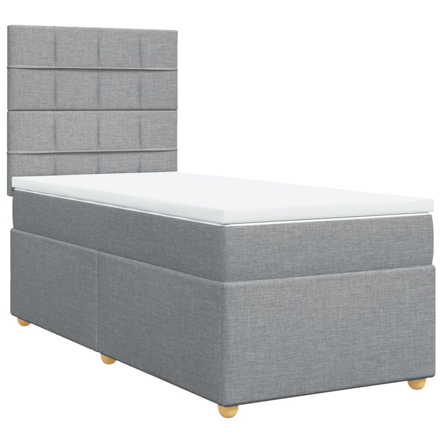 Boxspring met matras stof lichtgrijs 90x200 cm