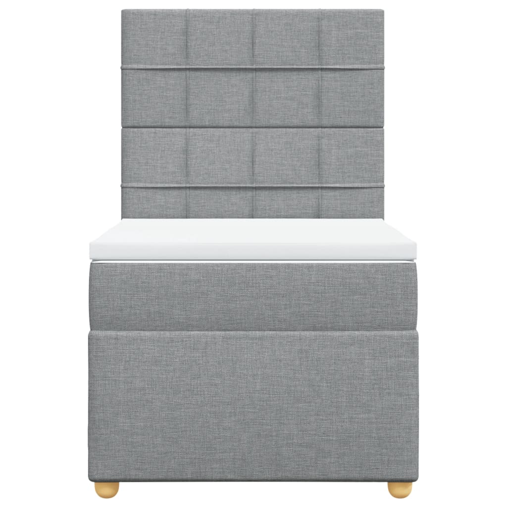 Boxspring met matras stof lichtgrijs 90x200 cm