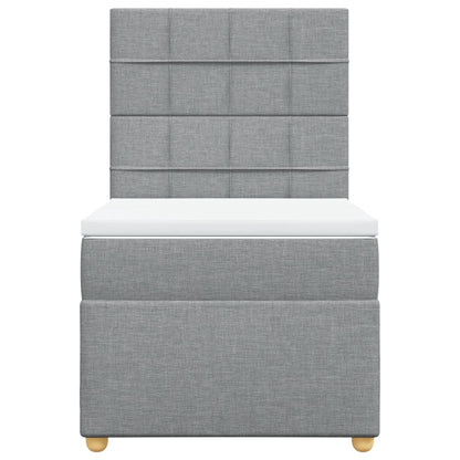 Boxspring met matras stof lichtgrijs 90x200 cm
